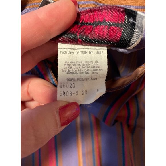 The Ascot Collection Lady Arrow Multicolor Collarless Long Sleeve Blouse Top - Picture 10 of 10